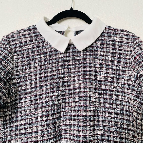 Misia woman’s faux 2 in one tweed blouse top M petter pan collar preppy feminine - Picture 2 of 13